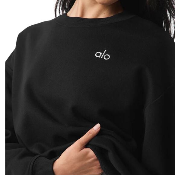 NWT ALO Accolade Crew Neck Pullover – Black | Size Large French Terry Sweatshirt - Picture 1 of 5
